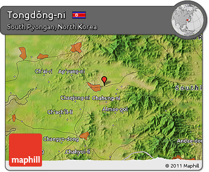 Satellite 3D Map of Tongdŏng-ni