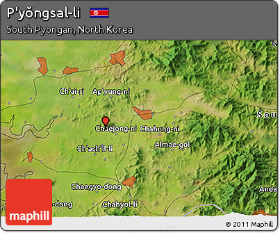 Satellite 3D Map of P'yŏngsal-li