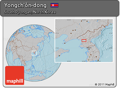 Gray Location Map of Yongch'ŏn-dong, hill shading