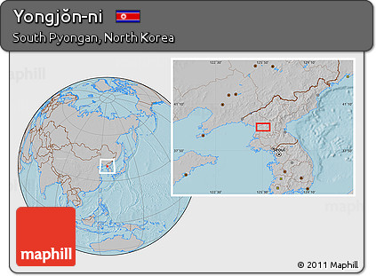 Gray Location Map of Yongjŏn-ni, hill shading