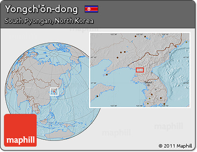 Gray Location Map of Yongch'ŏn-dong, hill shading