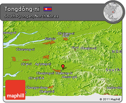 Physical Panoramic Map of Tongdŏng-ni