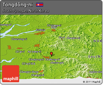 Physical Panoramic Map of Tongdŏng-ni