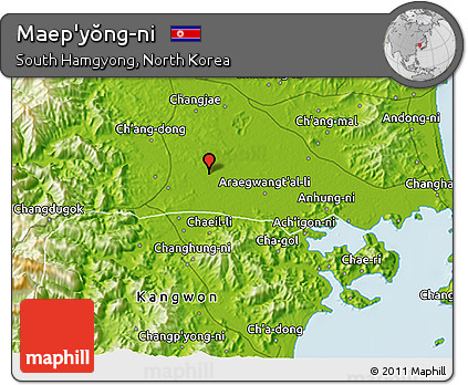 Physical 3D Map of Maep'yŏng-ni