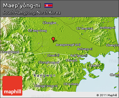 Physical 3D Map of Maep'yŏng-ni
