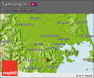 Physical 3D Map of Samsŏng-ni