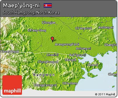 Physical 3D Map of Maep'yŏng-ni