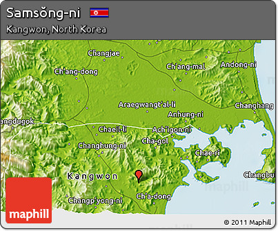 Physical 3D Map of Samsŏng-ni