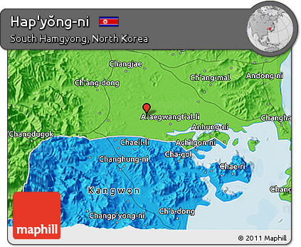 Political 3D Map of Hap'yŏng-ni