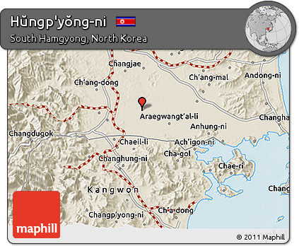 Shaded Relief 3D Map of Hŭngp'yŏng-ni