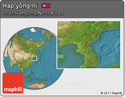 Satellite Location Map of Hap'yŏng-ni
