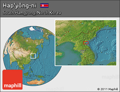 Satellite Location Map of Hap'yŏng-ni