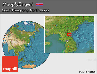 Satellite Location Map of Maep'yŏng-ni