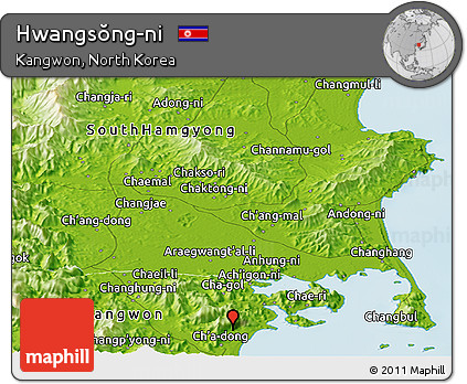 Physical Panoramic Map of Hwangsŏng-ni