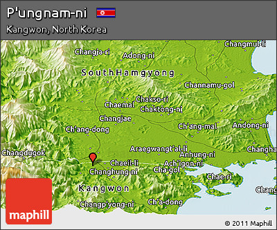Physical Panoramic Map of P'ungnam-ni