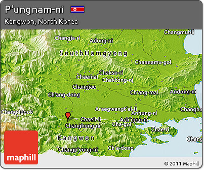 Physical Panoramic Map of P'ungnam-ni