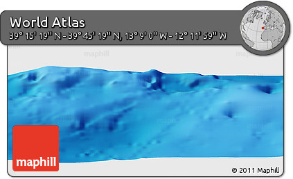 Shaded Relief Panoramic Map of the Area around 39° 30' 19" N, 12° 40' 30" W