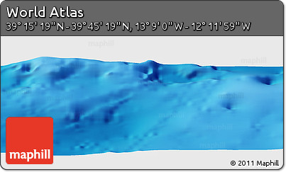 Shaded Relief Panoramic Map of the Area around 39° 30' 19" N, 12° 40' 30" W