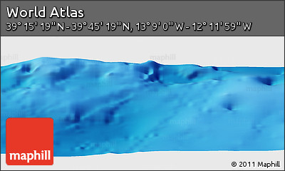 Shaded Relief Panoramic Map of the Area around 39° 30' 19" N, 12° 40' 30" W