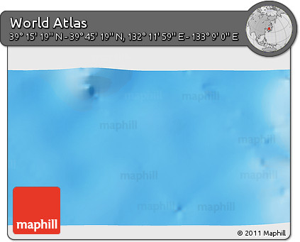 Physical 3D Map of the Area around 39° 30' 19" N, 132° 40' 30" E