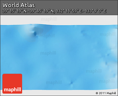 Physical 3D Map of the Area around 39° 30' 19" N, 132° 40' 30" E