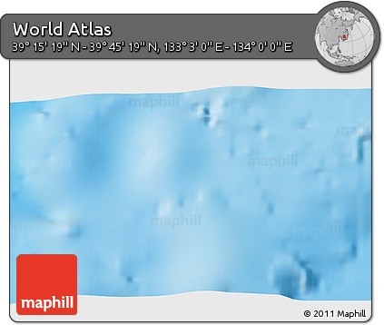 Physical 3D Map of the Area around 39° 30' 19" N, 133° 31' 30" E