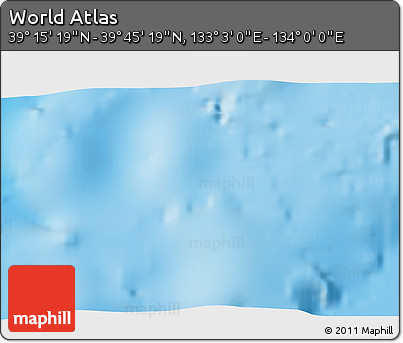 Physical 3D Map of the Area around 39° 30' 19" N, 133° 31' 30" E