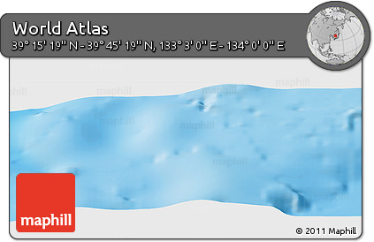 Physical Panoramic Map of the Area around 39° 30' 19" N, 133° 31' 30" E