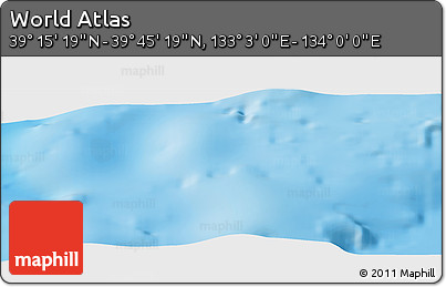 Physical Panoramic Map of the Area around 39° 30' 19" N, 133° 31' 30" E