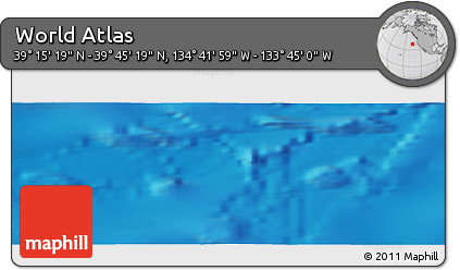 Physical Panoramic Map of the Area around 39° 30' 19" N, 134° 13' 29" W