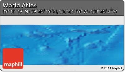 Physical Panoramic Map of the Area around 39° 30' 19" N, 134° 13' 29" W