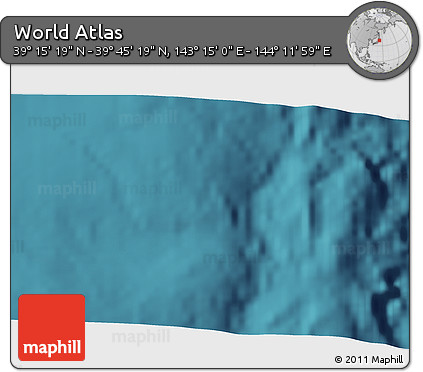 Satellite 3D Map of the Area around 39° 30' 19" N, 143° 43' 29" E