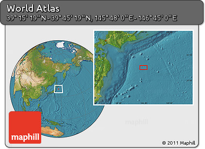Satellite Location Map of the Area around 39° 30' 19" N, 146° 16' 30" E