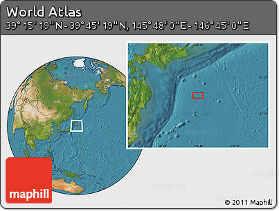 Satellite Location Map of the Area around 39° 30' 19" N, 146° 16' 30" E