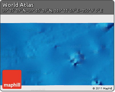 Physical 3D Map of the Area around 39° 30' 19" N, 149° 40' 30" E