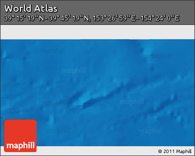 Physical 3D Map of the Area around 39° 30' 19" N, 153° 55' 30" E