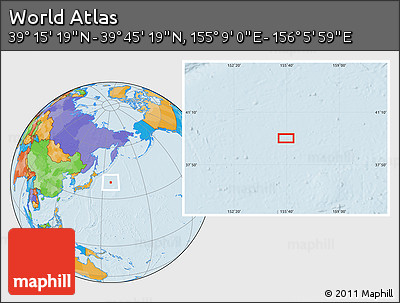 Political Location Map of the Area around 39° 30' 19" N, 155° 37' 30" E