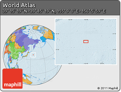 Political Location Map of the Area around 39° 30' 19" N, 155° 37' 30" E