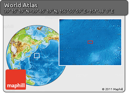 Physical Location Map of the Area around 39° 30' 19" N, 157° 19' 29" E