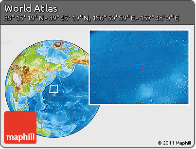 Physical Location Map of the Area around 39° 30' 19" N, 157° 19' 29" E