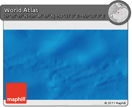Physical 3D Map of the Area around 39° 30' 19" N, 159° 1' 30" E