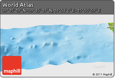 Physical Panoramic Map of the Area around 39° 30' 19" N, 15° 22' 30" E