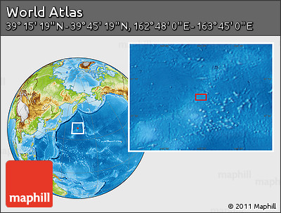 Physical Location Map of the Area around 39° 30' 19" N, 163° 16' 30" E