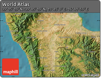 Satellite Map of the Area around 39° 30' 19" N, 16° 13' 30" E