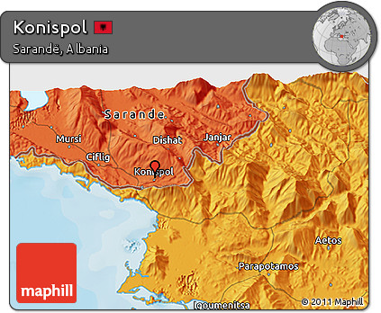 Political 3D Map of Konispol