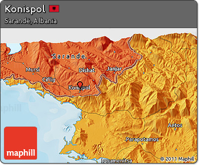 Political 3D Map of Konispol