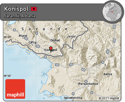 Shaded Relief Map of Konispol