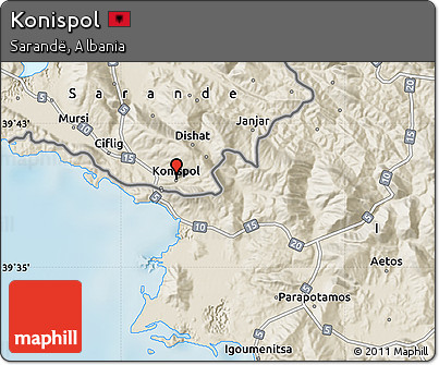 Shaded Relief Map of Konispol