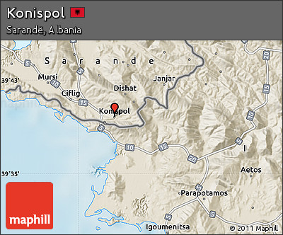 Shaded Relief Map of Konispol