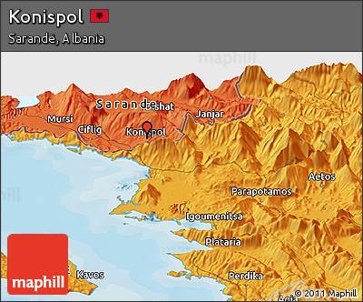 Political Panoramic Map of Konispol
